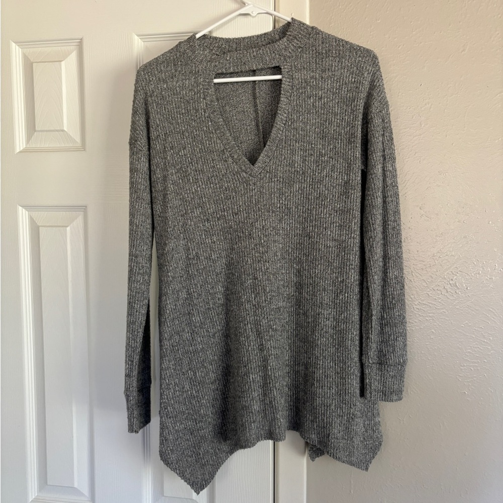 Maurices Gray V-Neck Knit Top
